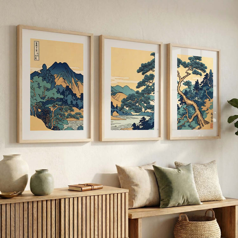 Japanese Nature Art View Framed Poster | Big Aesthetic Nature Art Wall Framed Posters for Living Room Bedroom Wall Decor