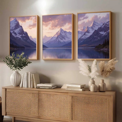 Big Aesthetic Mountains View Wall Art Paintings | Lake View Framed Painting | Nature Art Vastu Frames for Living Room Bedroom Wall Decor