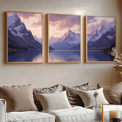 Big Aesthetic Mountains View Wall Art Paintings | Lake View Framed Painting | Nature Art Vastu Frames for Living Room Bedroom Wall Decor