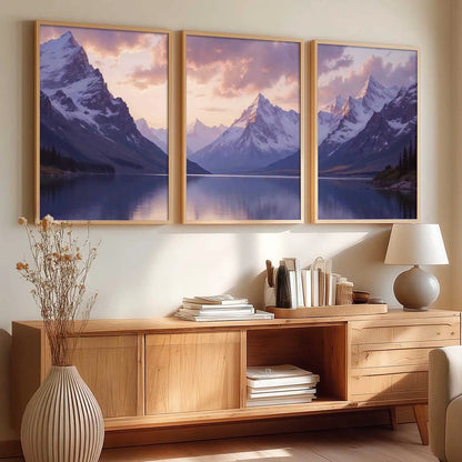 Big Aesthetic Mountains View Wall Art Paintings | Lake View Framed Painting | Nature Art Vastu Frames for Living Room Bedroom Wall Decor