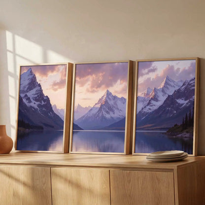 Big Aesthetic Mountains View Wall Art Paintings | Lake View Framed Painting | Nature Art Vastu Frames for Living Room Bedroom Wall Decor