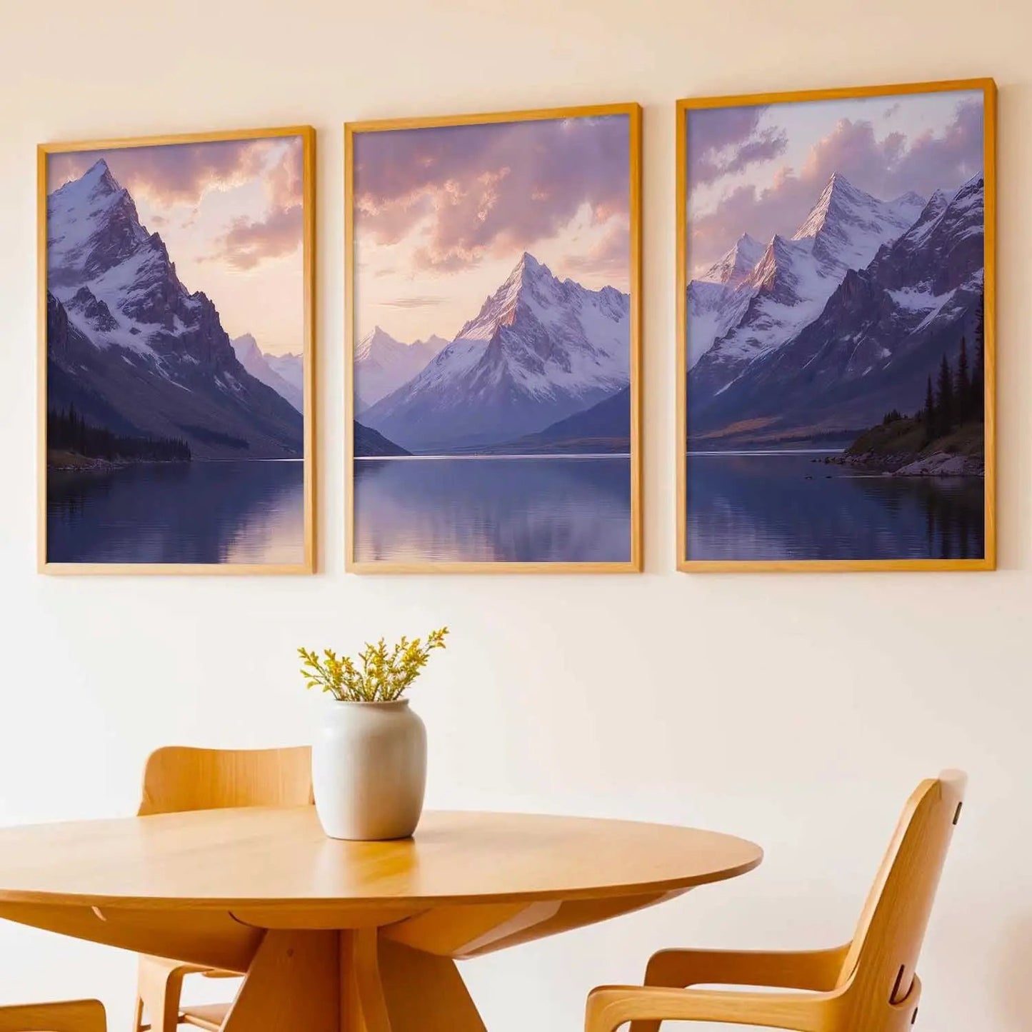 Big Aesthetic Mountains View Wall Art Paintings | Lake View Framed Painting | Nature Art Vastu Frames for Living Room Bedroom Wall Decor