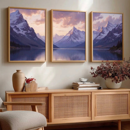 Big Aesthetic Mountains View Wall Art Paintings | Lake View Framed Painting | Nature Art Vastu Frames for Living Room Bedroom Wall Decor