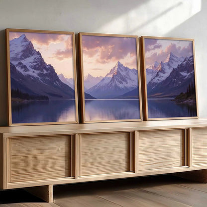 Big Aesthetic Mountains View Wall Art Paintings | Lake View Framed Painting | Nature Art Vastu Frames for Living Room Bedroom Wall Decor