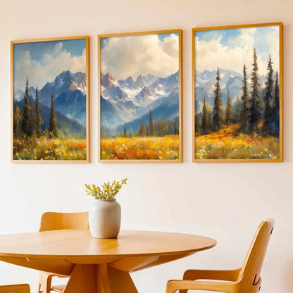Mountain View Framed Painting | Big Aesthetic Nature Inspired Framed Paintings for Living Room Bedroom Wall Decor