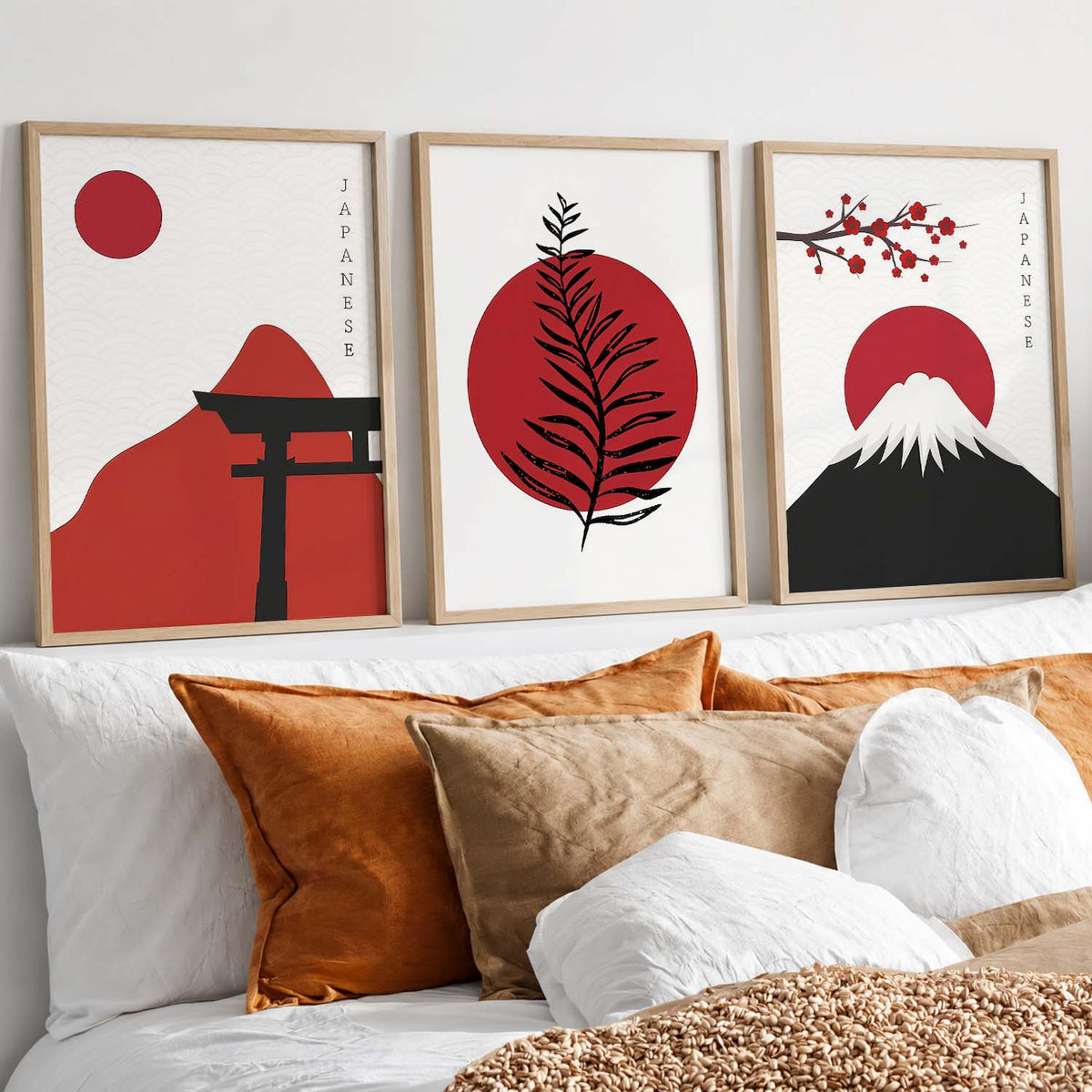 Big Aesthetic Nature Art Wall Framed Posters | Japanese Nature View Framed Painting for Living Room Bedroom Wall Decor