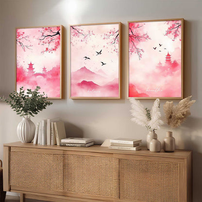 Japanese Nature Art View Framed Poster | Big Aesthetic Nature Art Wall Framed Posters for Living Room Bedroom Wall Decor