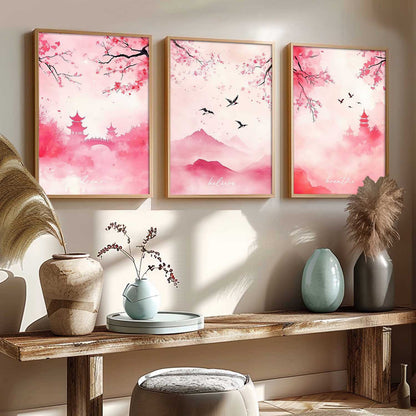 Japanese Nature Art View Framed Poster | Big Aesthetic Nature Art Wall Framed Posters for Living Room Bedroom Wall Decor