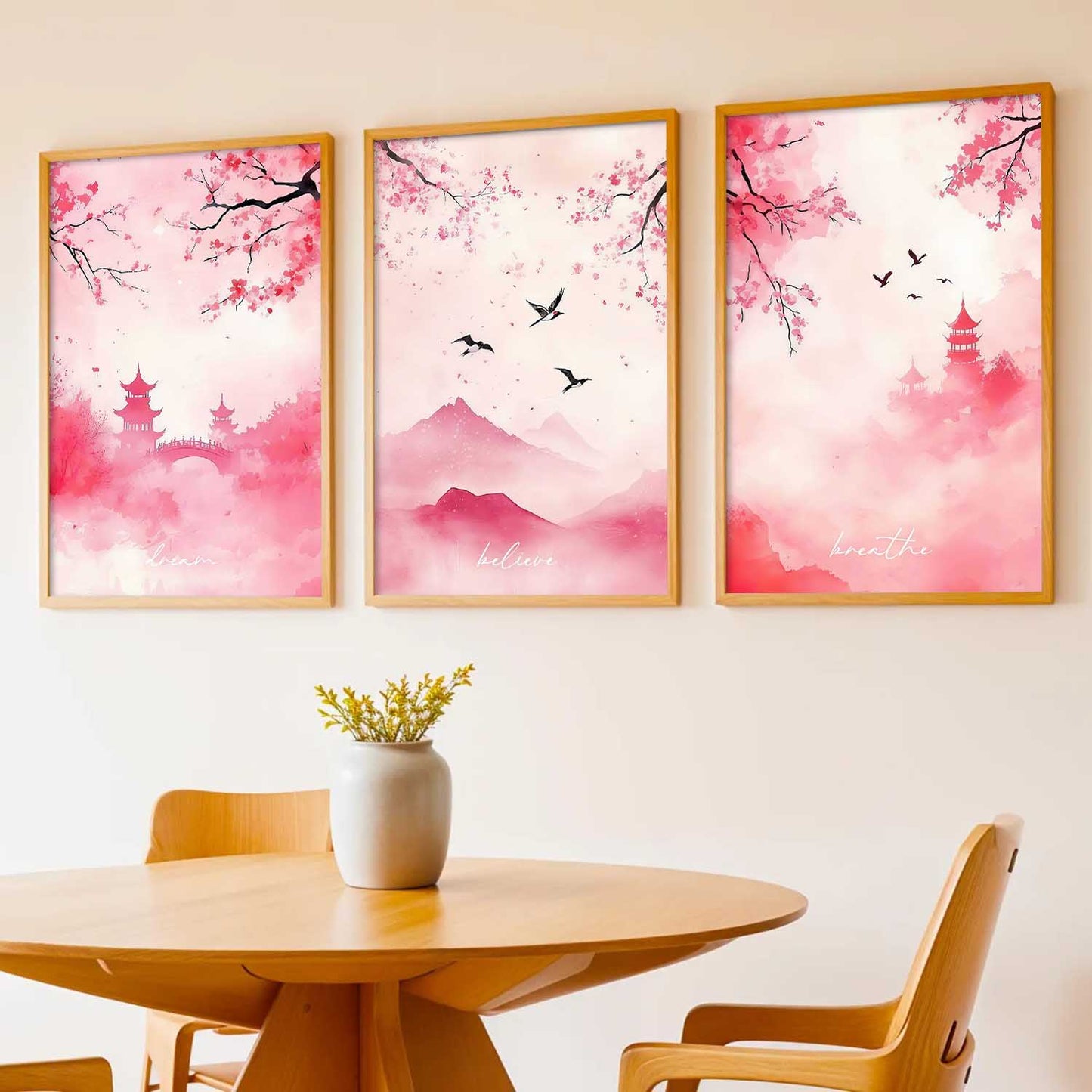 Japanese Nature Art View Framed Poster | Big Aesthetic Nature Art Wall Framed Posters for Living Room Bedroom Wall Decor