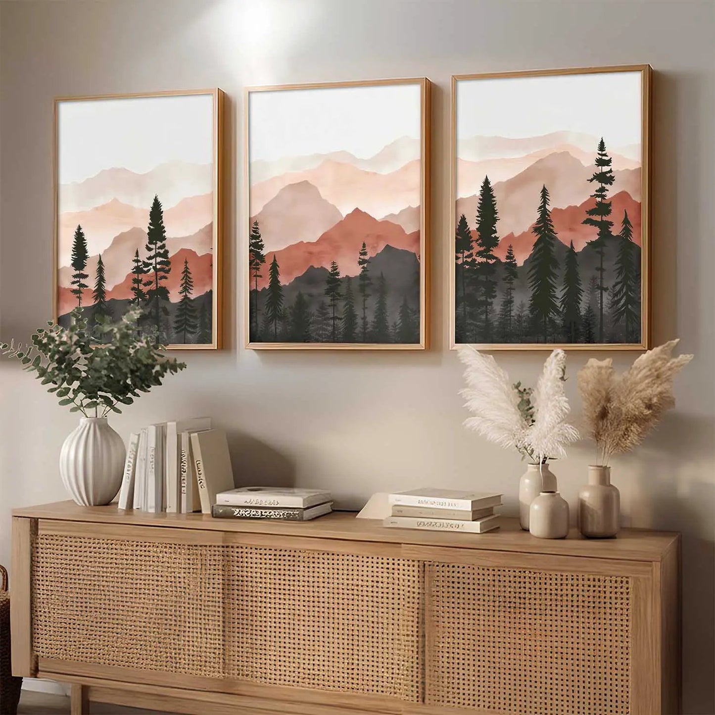 Mountain View Framed Painting | Big Aesthetic Nature Inspired Framed Paintings for Living Room Bedroom Wall Decor