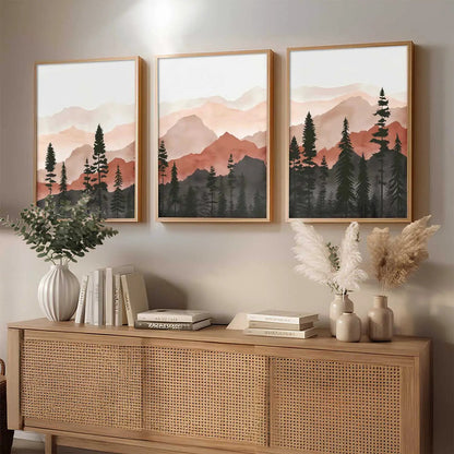 Mountain View Framed Painting | Big Aesthetic Nature Inspired Framed Paintings for Living Room Bedroom Wall Decor