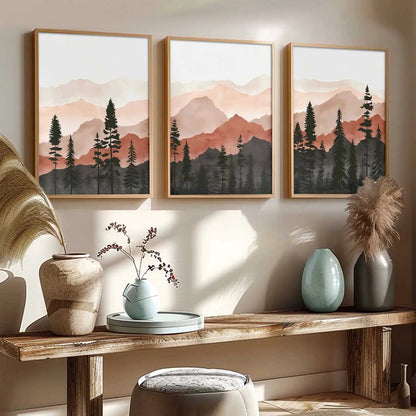 Mountain View Framed Painting | Big Aesthetic Nature Inspired Framed Paintings for Living Room Bedroom Wall Decor
