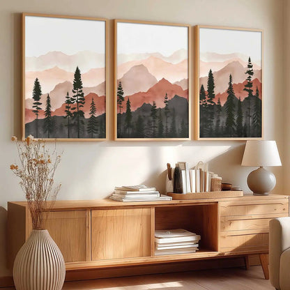 Mountain View Framed Painting | Big Aesthetic Nature Inspired Framed Paintings for Living Room Bedroom Wall Decor