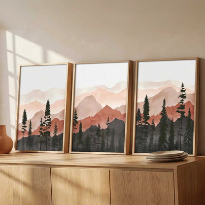Mountain View Framed Painting | Big Aesthetic Nature Inspired Framed Paintings for Living Room Bedroom Wall Decor