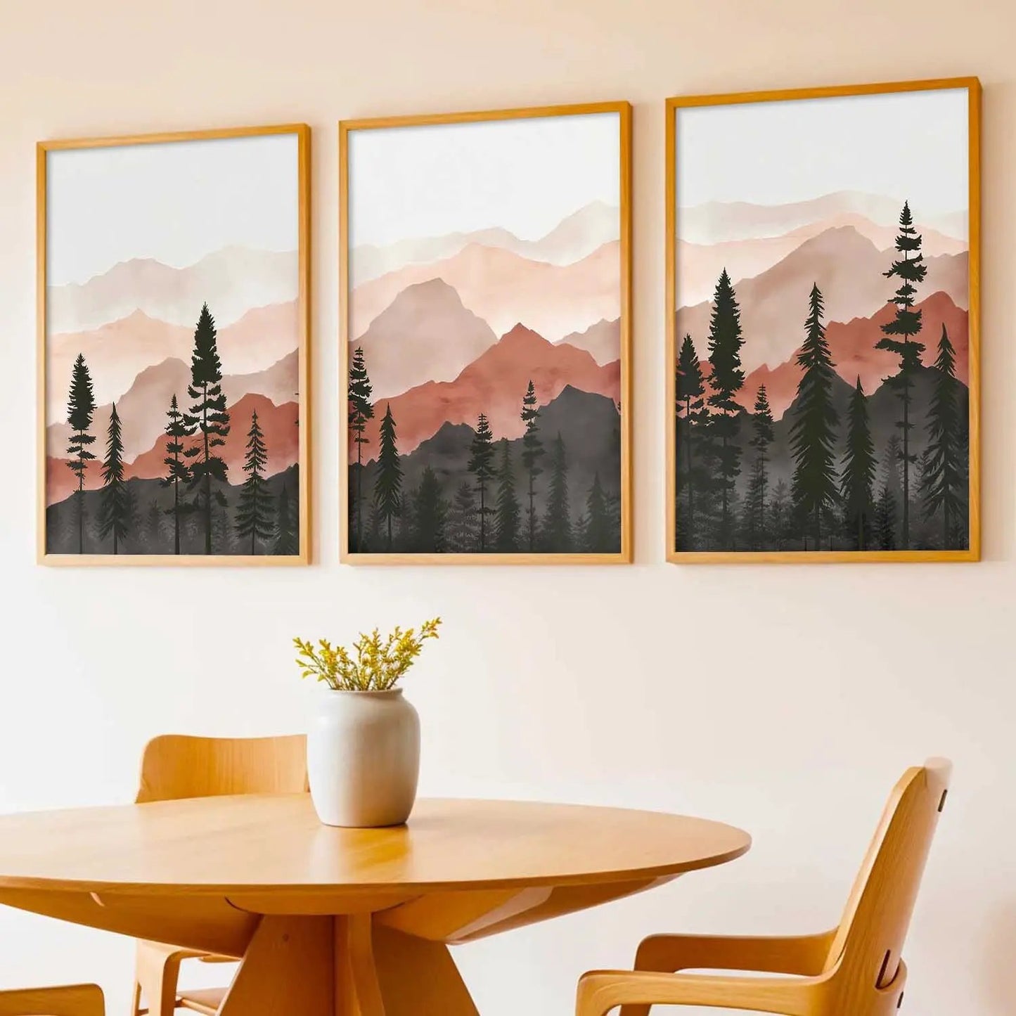 Mountain View Framed Painting | Big Aesthetic Nature Inspired Framed Paintings for Living Room Bedroom Wall Decor