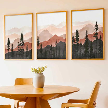Mountain View Framed Painting | Big Aesthetic Nature Inspired Framed Paintings for Living Room Bedroom Wall Decor