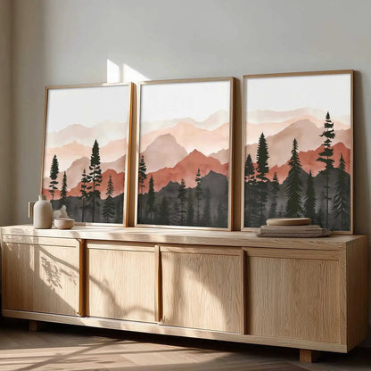 Mountain View Framed Painting | Big Aesthetic Nature Inspired Framed Paintings for Living Room Bedroom Wall Decor