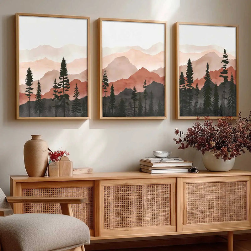 Mountain View Framed Painting | Big Aesthetic Nature Inspired Framed Paintings for Living Room Bedroom Wall Decor