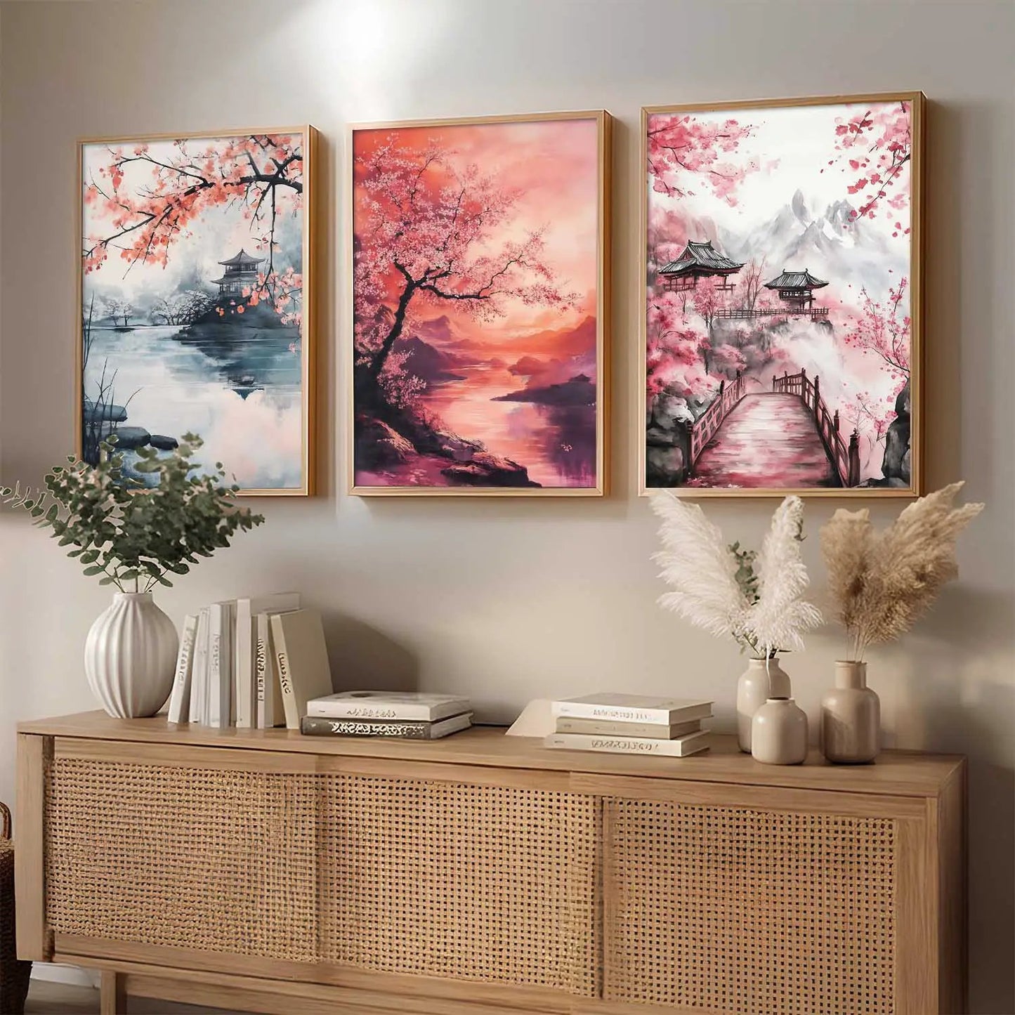 Big Aesthetic Japanese Nature Art View Framed Poster | Castle View Wall Framed Posters for Living Room Bedroom Wall Decor