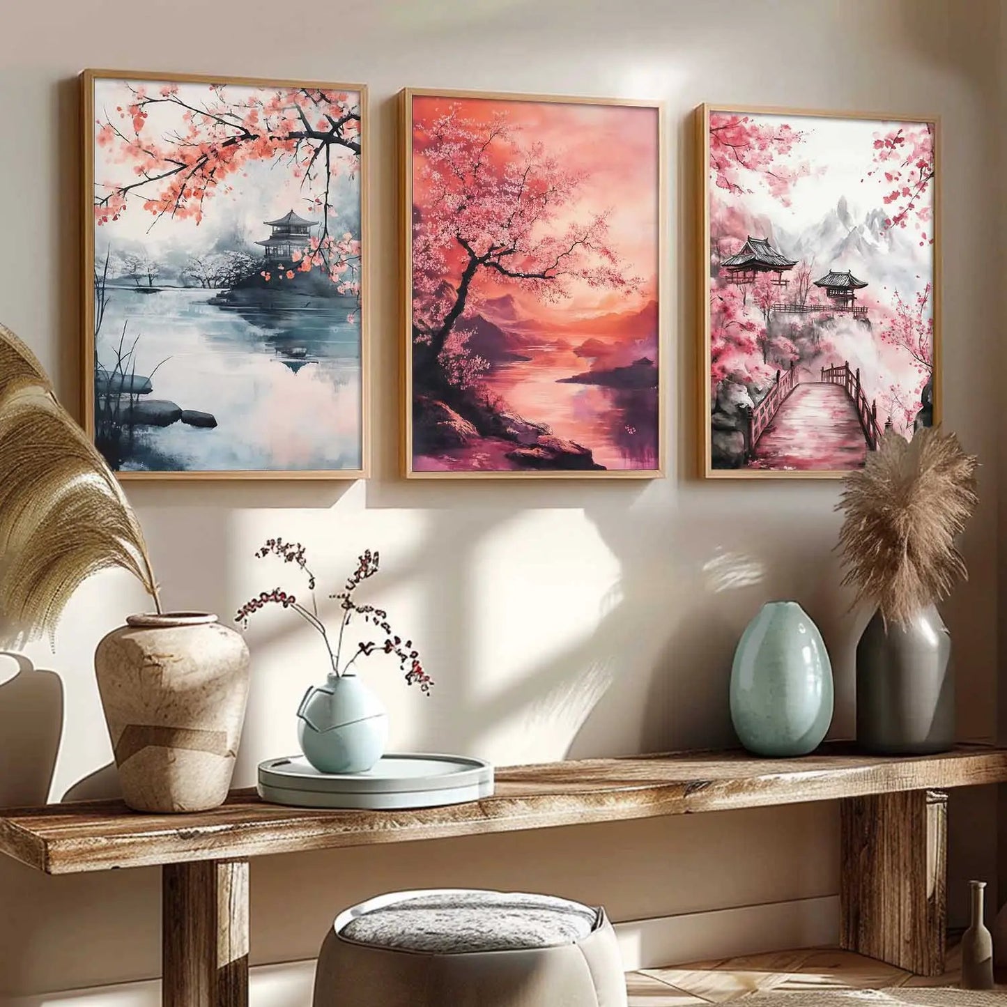 Big Aesthetic Japanese Nature Art View Framed Poster | Castle View Wall Framed Posters for Living Room Bedroom Wall Decor