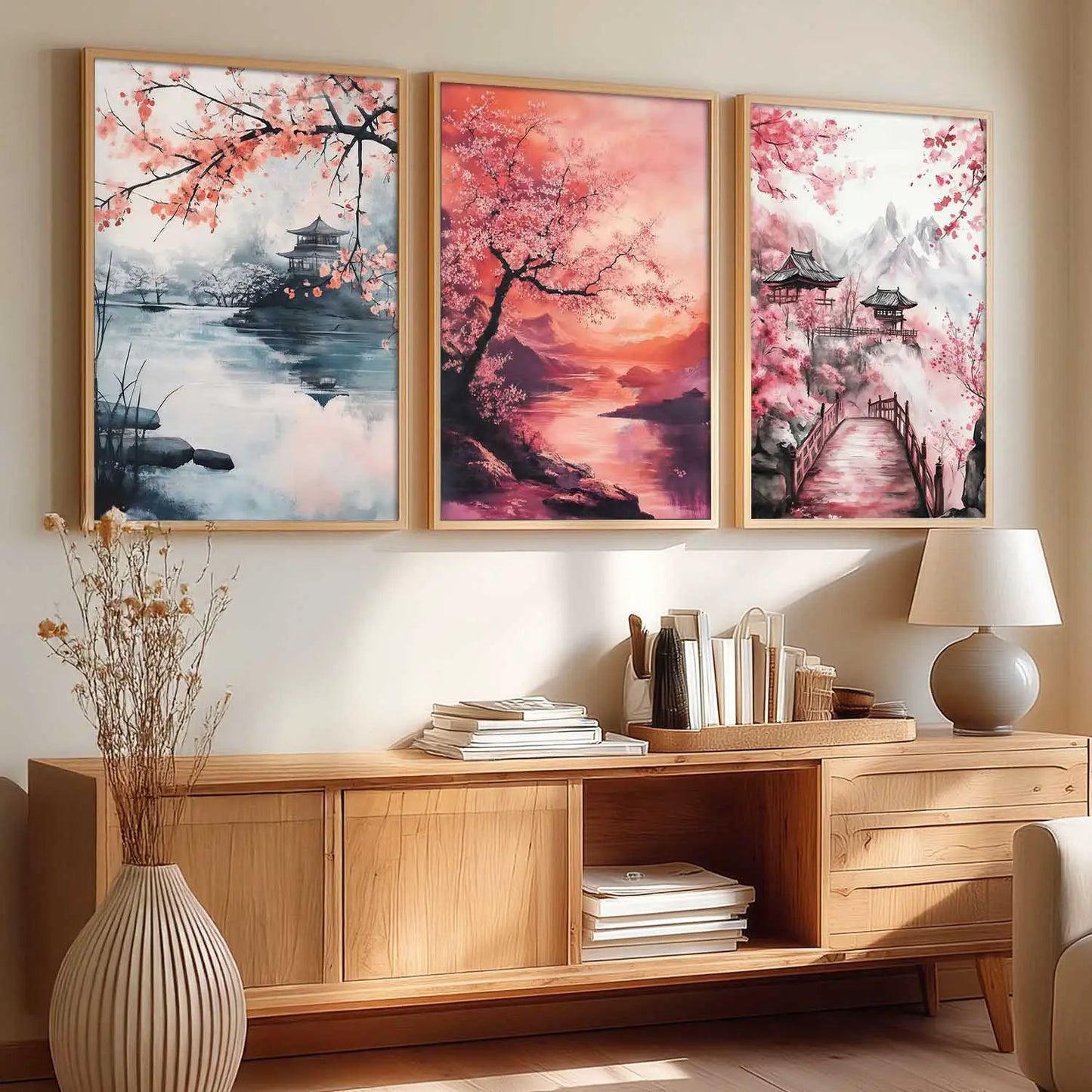 Big Aesthetic Japanese Nature Art View Framed Poster | Castle View Wall Framed Posters for Living Room Bedroom Wall Decor