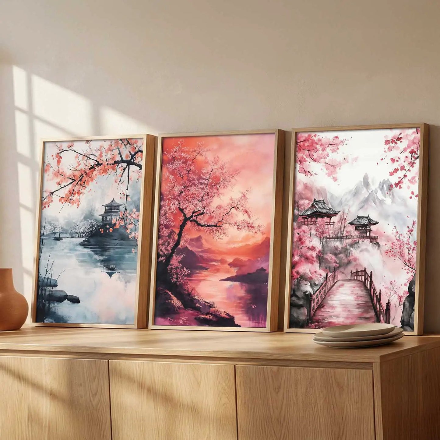 Big Aesthetic Japanese Nature Art View Framed Poster | Castle View Wall Framed Posters for Living Room Bedroom Wall Decor