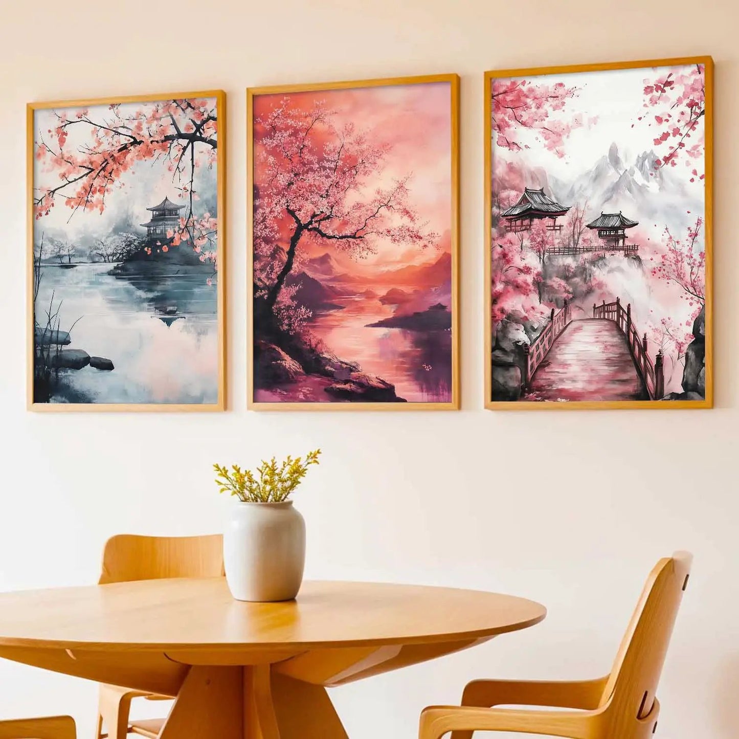 Big Aesthetic Japanese Nature Art View Framed Poster | Castle View Wall Framed Posters for Living Room Bedroom Wall Decor