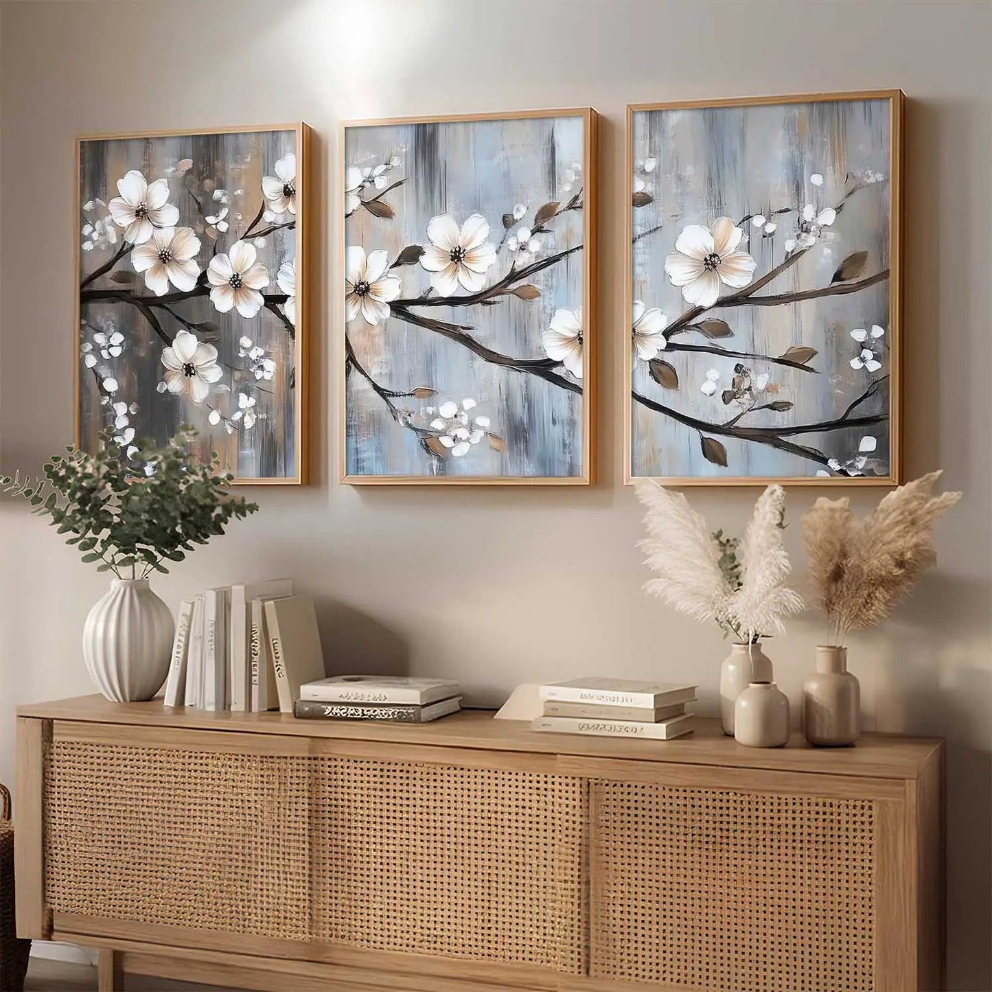 Abstract Floral Art Framed Painting | Big Aesthetic Flowers Vastu Framed Paintings for Living Room Bedroom Wall Decor