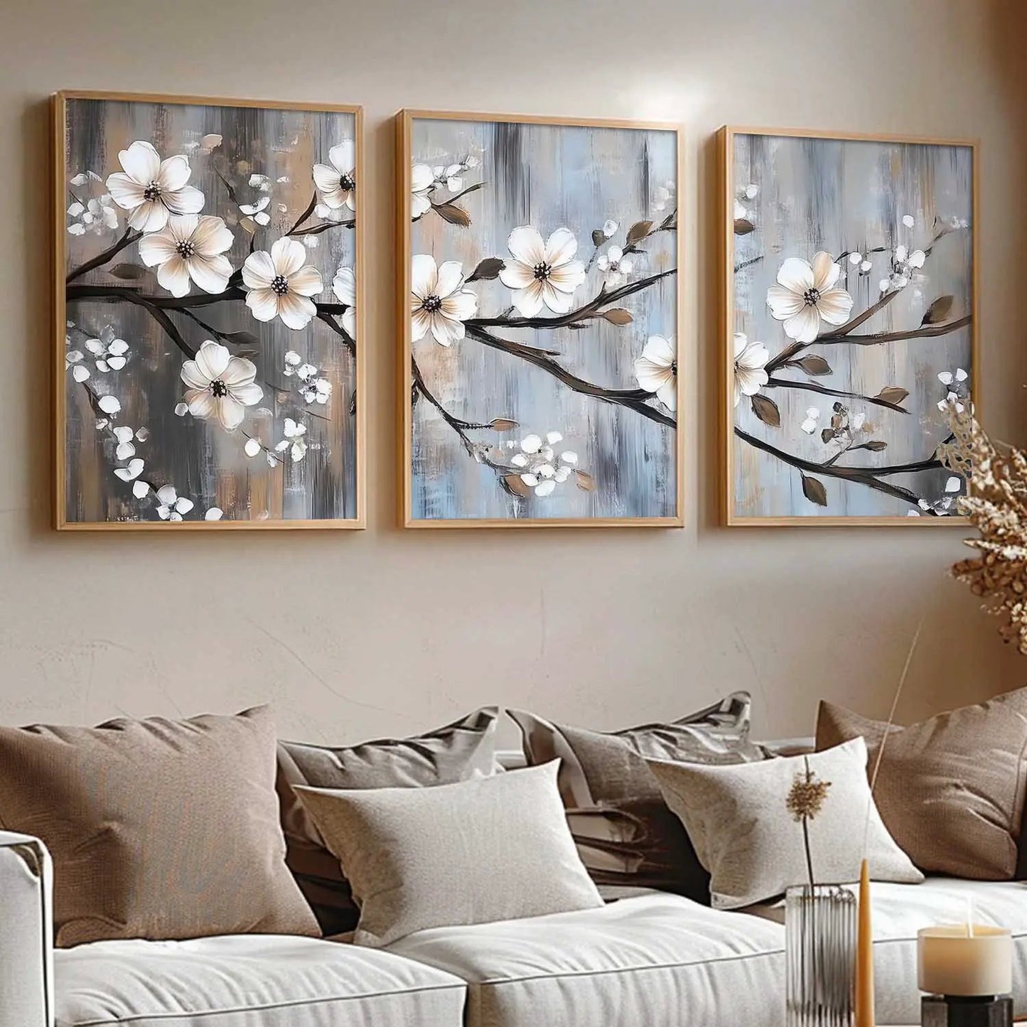 Abstract Floral Art Framed Painting | Big Aesthetic Flowers Vastu Framed Paintings for Living Room Bedroom Wall Decor
