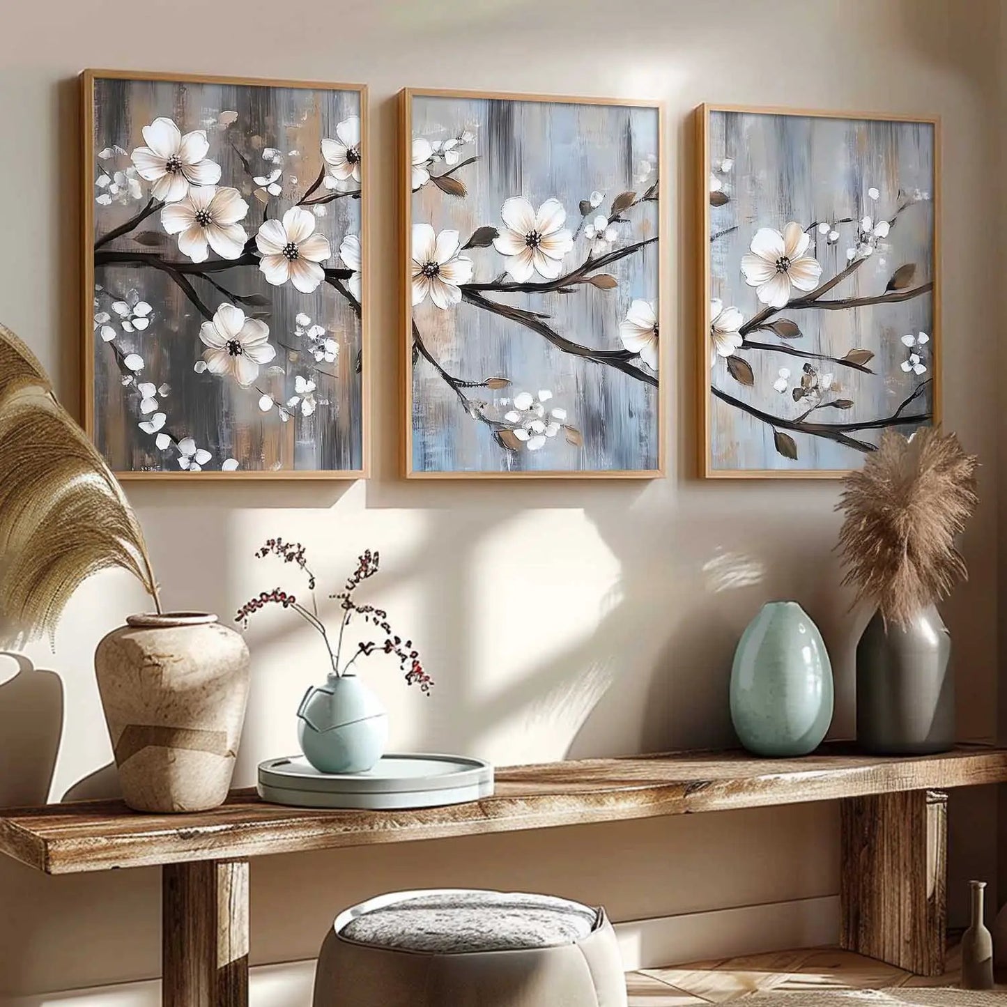 Abstract Floral Art Framed Painting | Big Aesthetic Flowers Vastu Framed Paintings for Living Room Bedroom Wall Decor