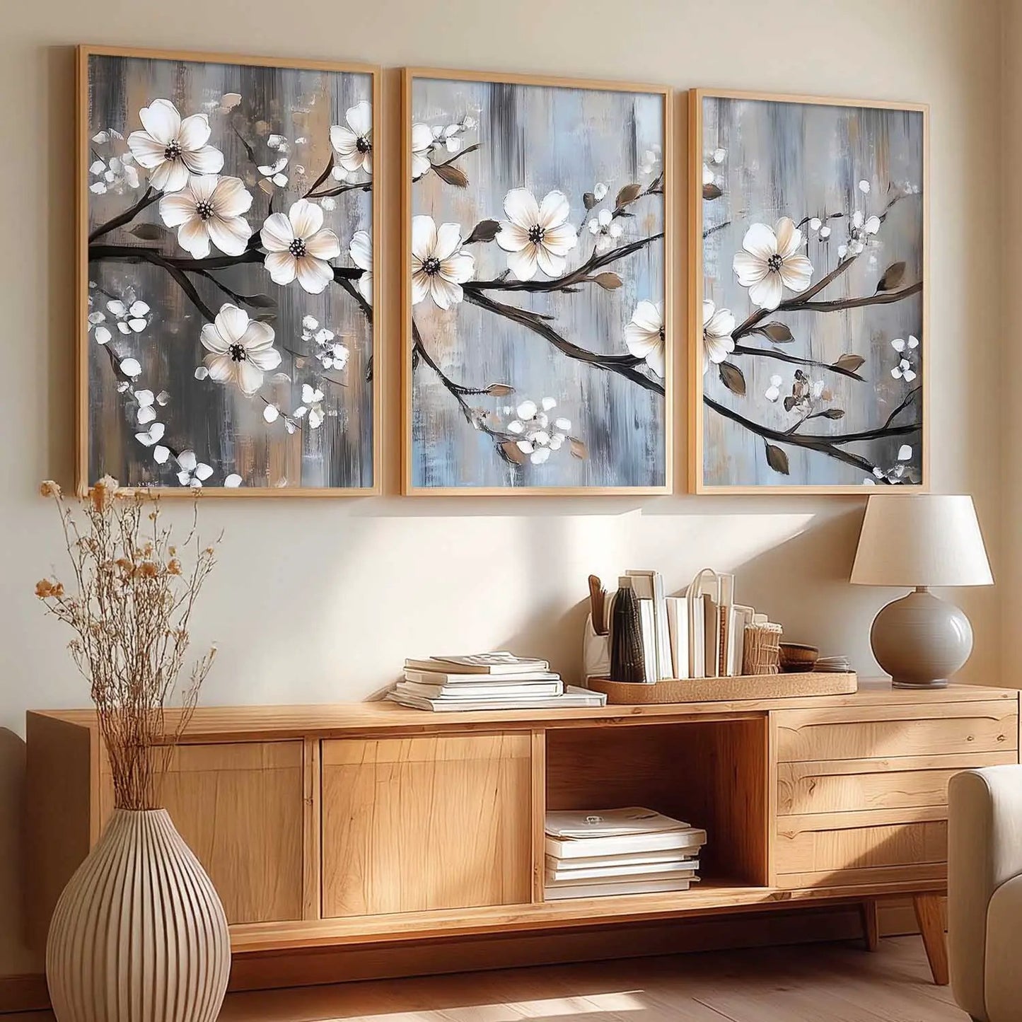 Abstract Floral Art Framed Painting | Big Aesthetic Flowers Vastu Framed Paintings for Living Room Bedroom Wall Decor