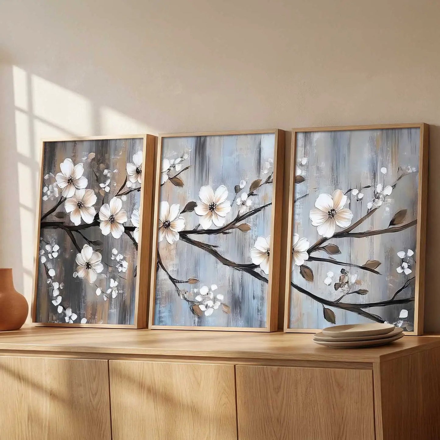 Abstract Floral Art Framed Painting | Big Aesthetic Flowers Vastu Framed Paintings for Living Room Bedroom Wall Decor