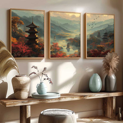 Big Aesthetic Mountains View Wall Art Paintings | River View Framed Painting | Nature Art Vastu Frames for Living Room Bedroom Wall Decor