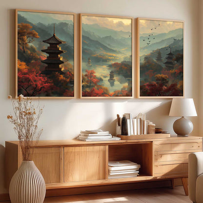 Big Aesthetic Mountains View Wall Art Paintings | River View Framed Painting | Nature Art Vastu Frames for Living Room Bedroom Wall Decor