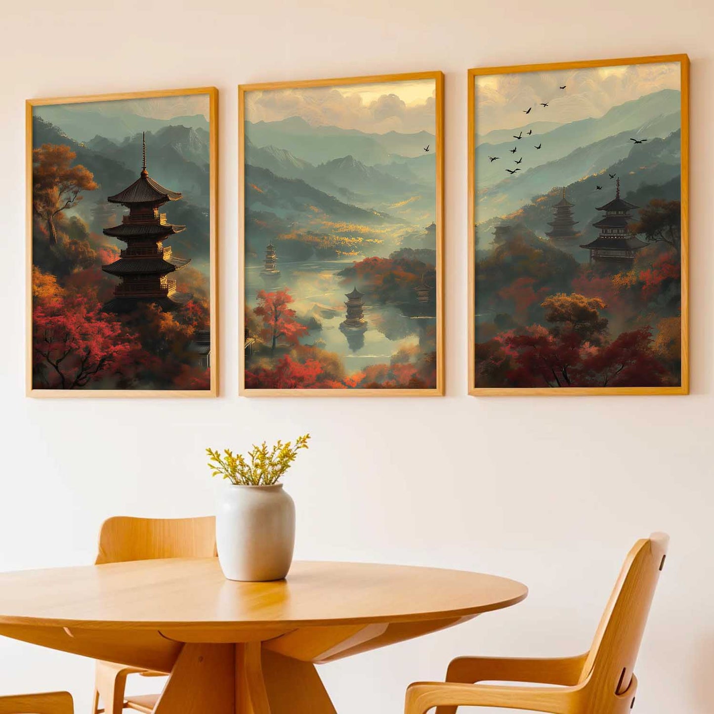 Big Aesthetic Mountains View Wall Art Paintings | River View Framed Painting | Nature Art Vastu Frames for Living Room Bedroom Wall Decor