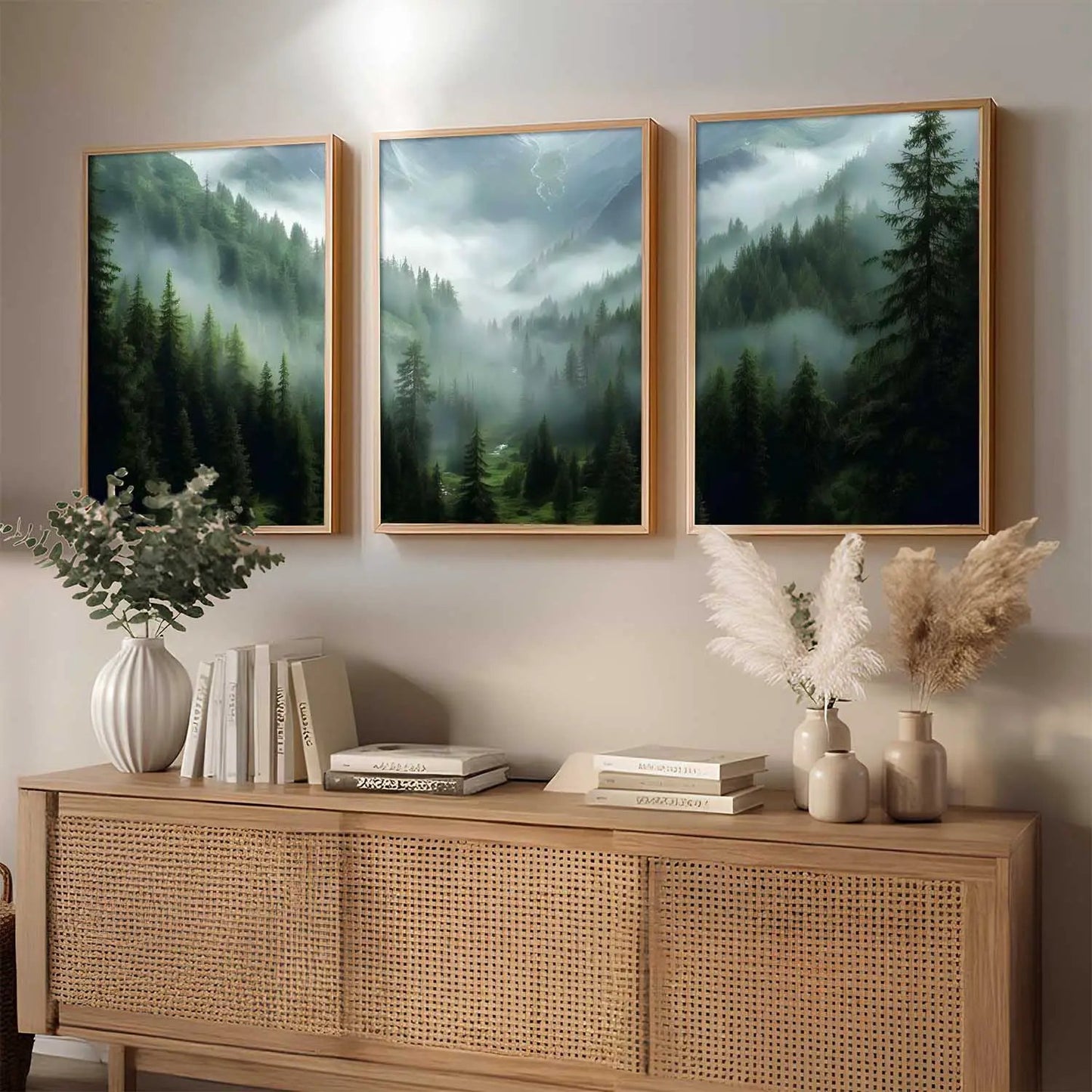 Mountain View Framed Painting | Big Aesthetic Nature Inspired Framed Paintings for Living Room Bedroom Wall Decor