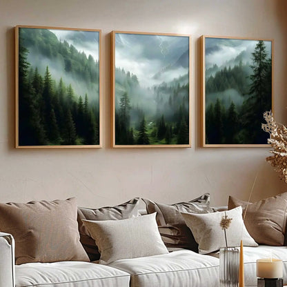 Mountain View Framed Painting | Big Aesthetic Nature Inspired Framed Paintings for Living Room Bedroom Wall Decor