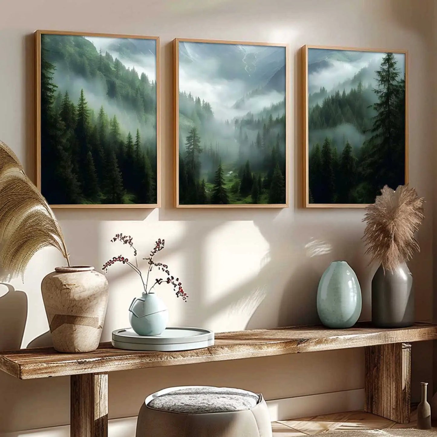 Mountain View Framed Painting | Big Aesthetic Nature Inspired Framed Paintings for Living Room Bedroom Wall Decor