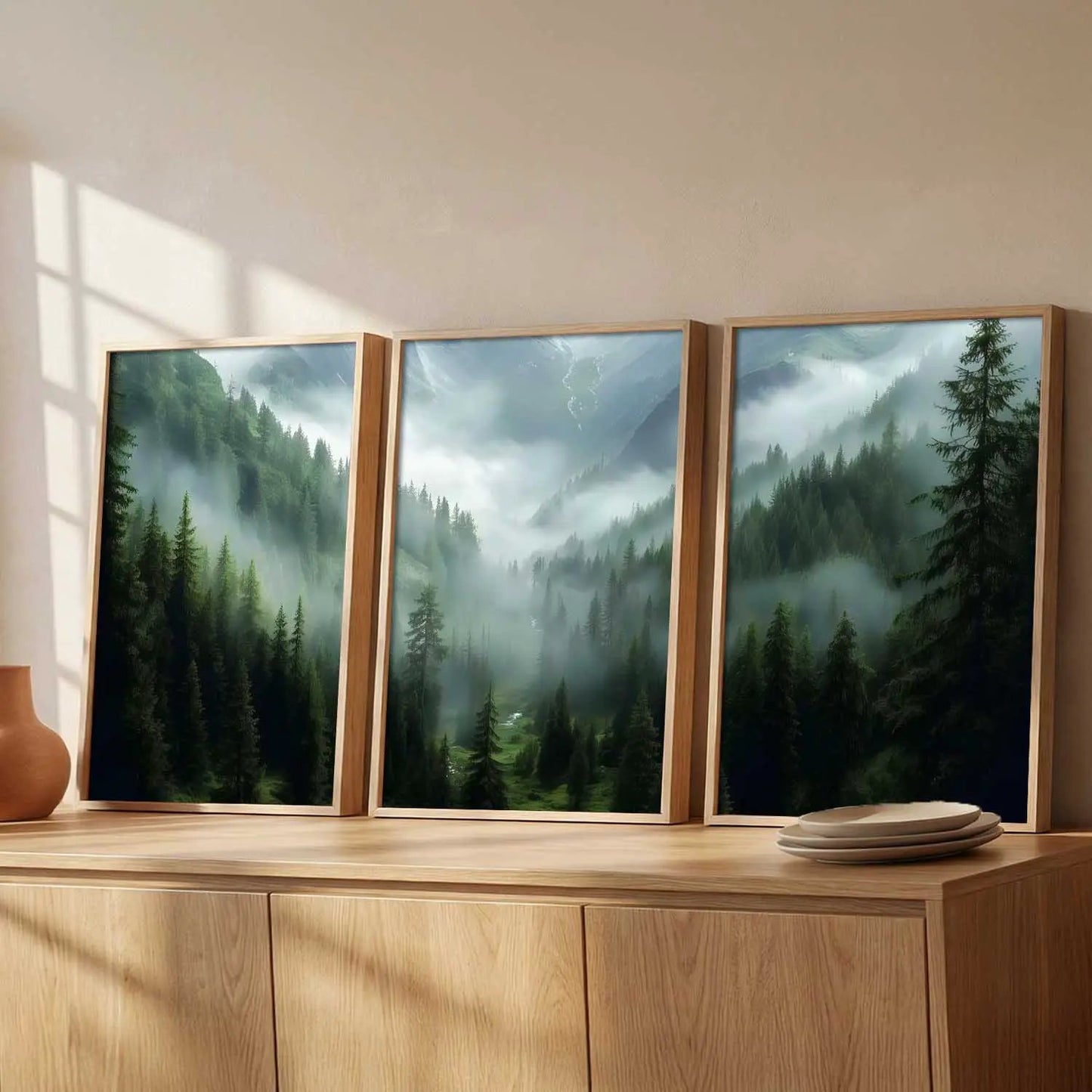 Mountain View Framed Painting | Big Aesthetic Nature Inspired Framed Paintings for Living Room Bedroom Wall Decor