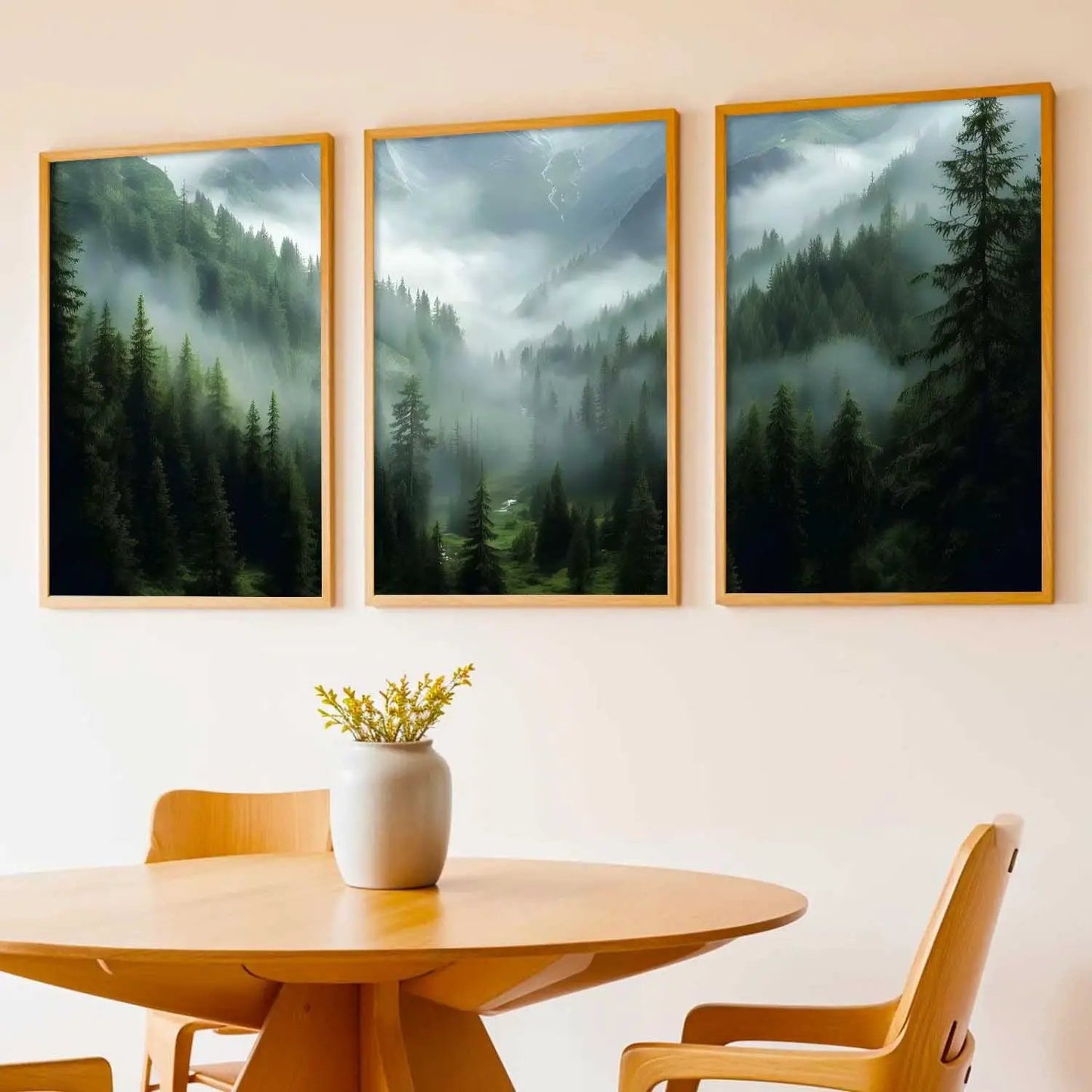 Mountain View Framed Painting | Big Aesthetic Nature Inspired Framed Paintings for Living Room Bedroom Wall Decor