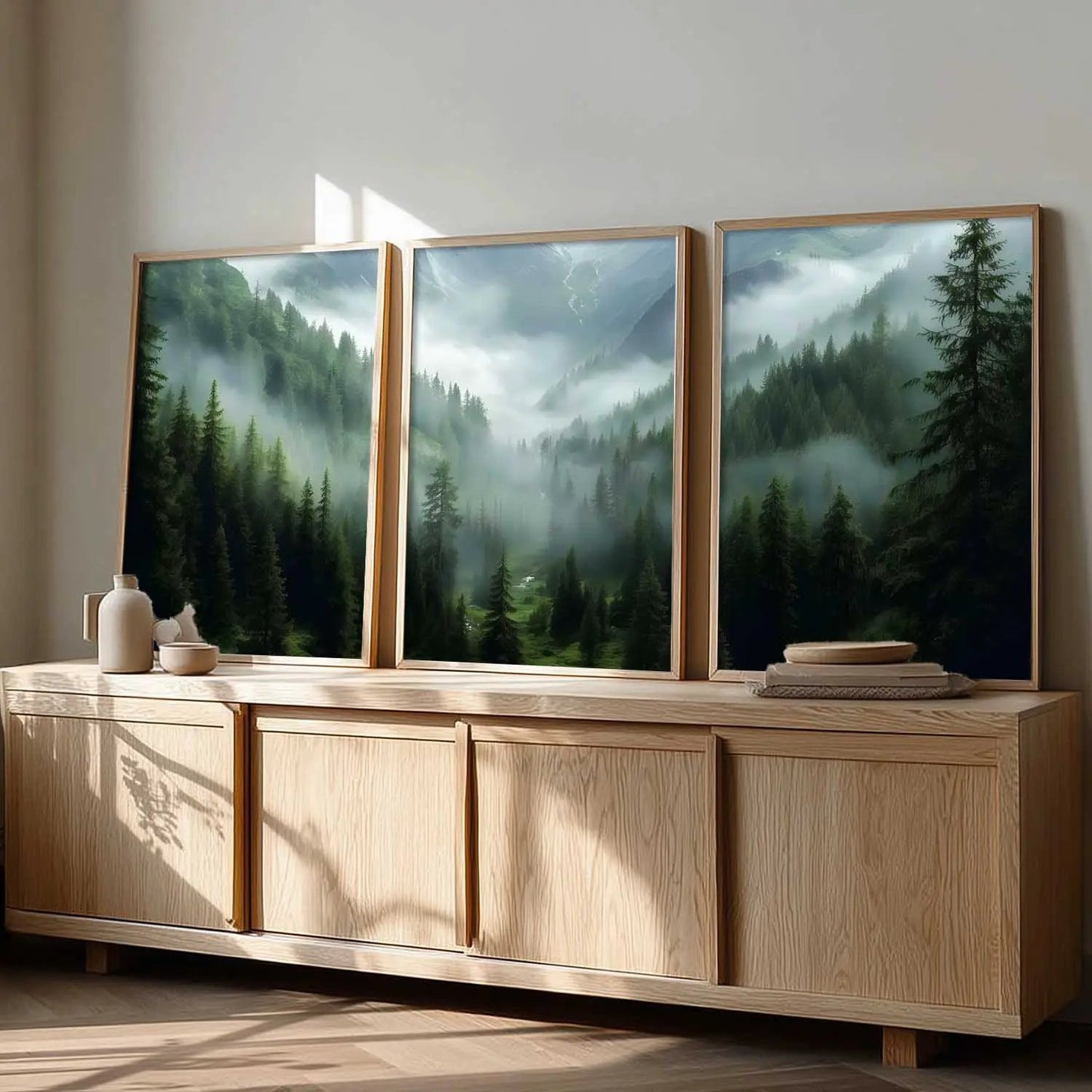 Mountain View Framed Painting | Big Aesthetic Nature Inspired Framed Paintings for Living Room Bedroom Wall Decor