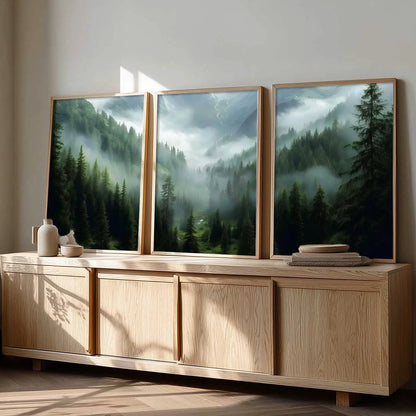 Mountain View Framed Painting | Big Aesthetic Nature Inspired Framed Paintings for Living Room Bedroom Wall Decor