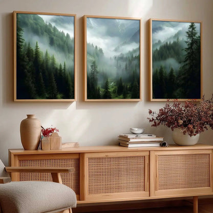 Mountain View Framed Painting | Big Aesthetic Nature Inspired Framed Paintings for Living Room Bedroom Wall Decor