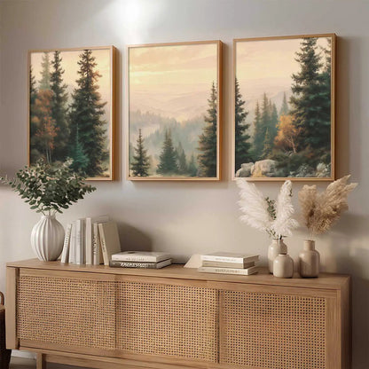 Big Aesthetic Forest View Wall Art Paintings | Mountains Landscape Framed Painting | Vastu Frames for Living Room Bedroom Wall Decor
