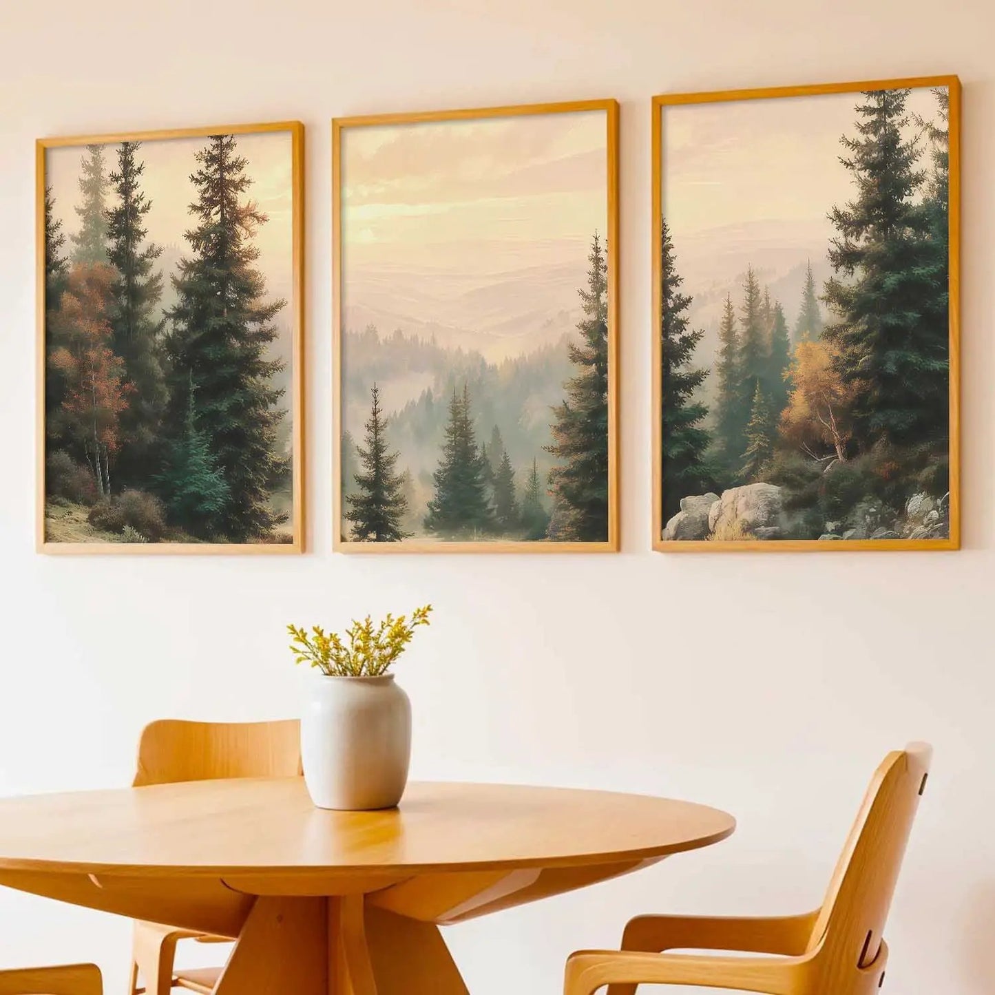 Big Aesthetic Forest View Wall Art Paintings | Mountains Landscape Framed Painting | Vastu Frames for Living Room Bedroom Wall Decor