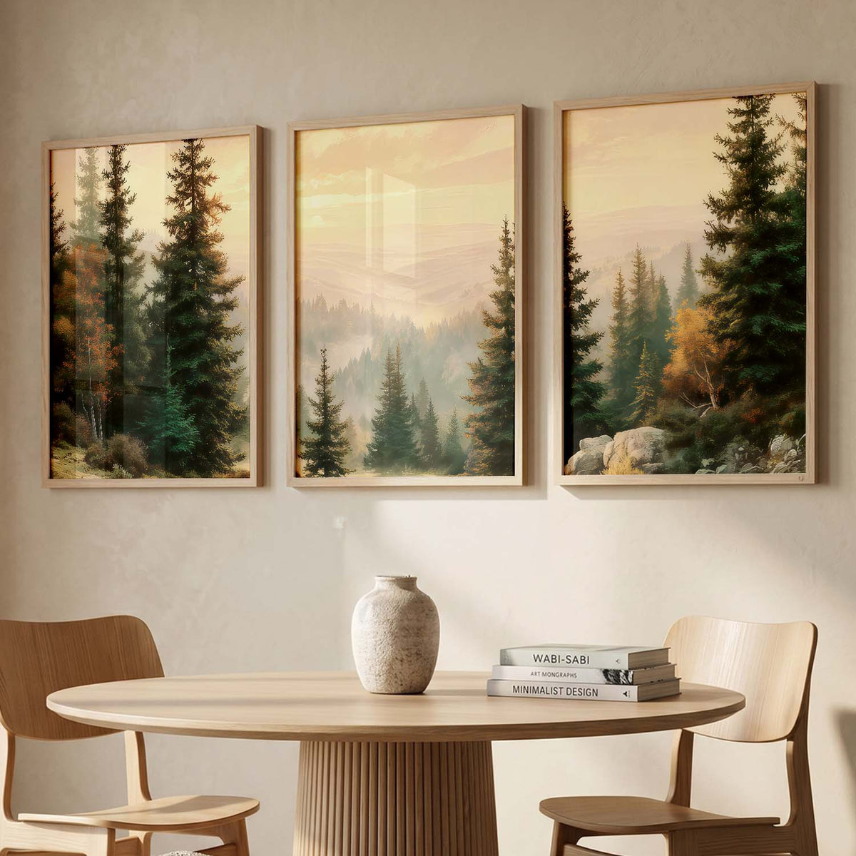 Big Aesthetic Forest View Wall Art Paintings | Mountains Landscape Framed Painting | Vastu Frames for Living Room Bedroom Wall Decor