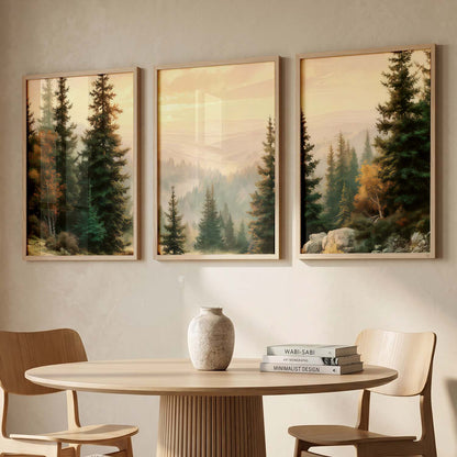 Big Aesthetic Forest View Wall Art Paintings | Mountains Landscape Framed Painting | Vastu Frames for Living Room Bedroom Wall Decor