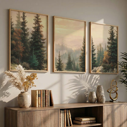 Big Aesthetic Forest View Wall Art Paintings | Mountains Landscape Framed Painting | Vastu Frames for Living Room Bedroom Wall Decor