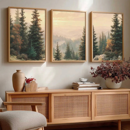 Big Aesthetic Forest View Wall Art Paintings | Mountains Landscape Framed Painting | Vastu Frames for Living Room Bedroom Wall Decor