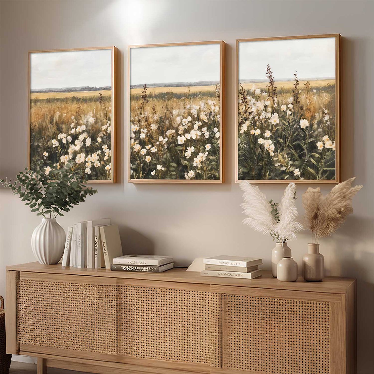 Big Aesthetic Landscape View Wall Art Paintings | Flowers Landscape Framed Painting | Vastu Frames for Living Room Bedroom Wall Decor